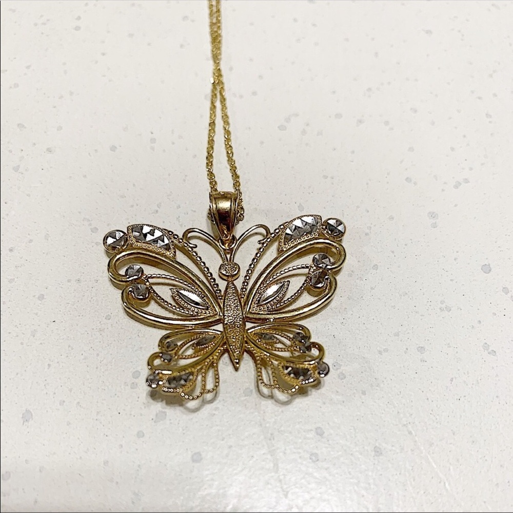 14K gold butterfly necklace